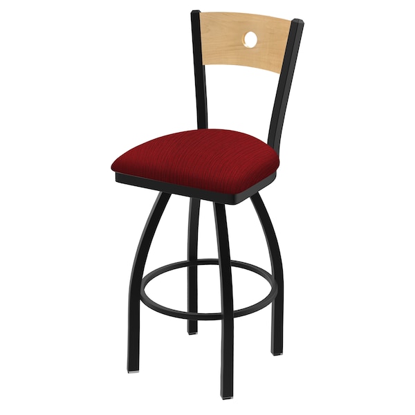 Holland Bar Stool Co 25" Swivel Counter Stool, Black Wrinkle, Nat Back, Graph Ruby Seat 83025BWNatMplB016 - main